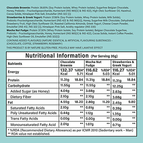 Phab Mini Protein Bar - Low Sugar, Gluten-free, Assorted Flavours, 35 g (Pack of 6)