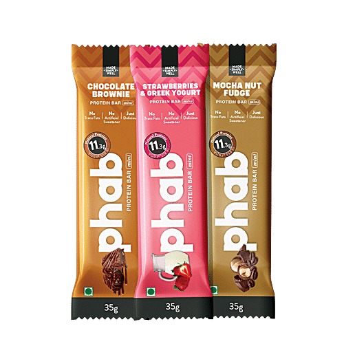 Phab Mini Protein Bar - Low Sugar, Gluten-free, Assorted Flavours, 35 g (Pack of 6)