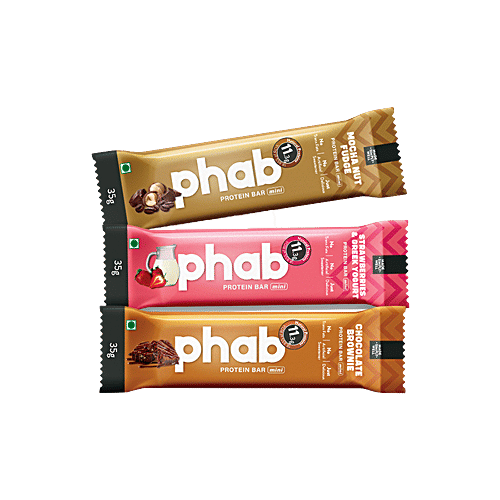 Phab Mini Protein Bar - Low Sugar, Gluten-free, Assorted Flavours, 35 g (Pack of 6)