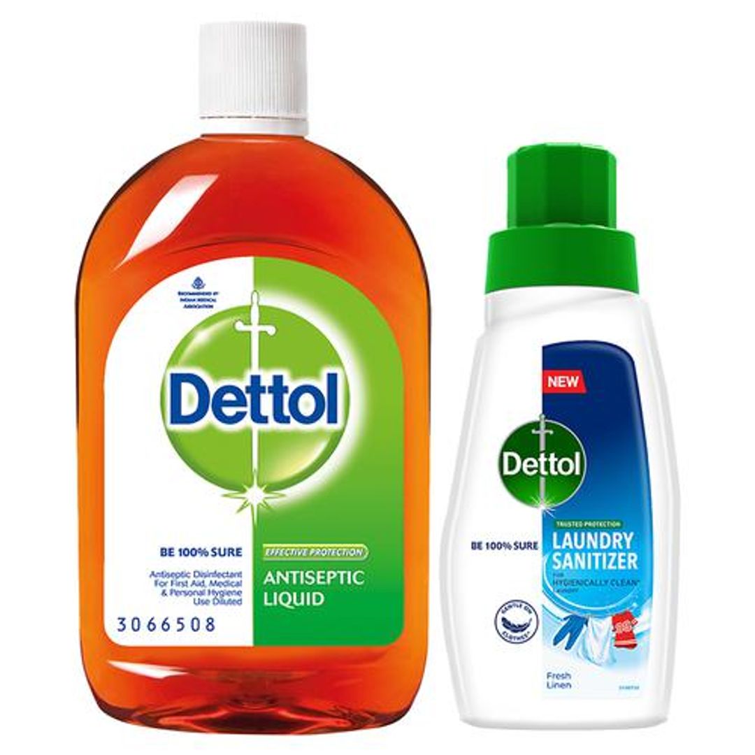 Dettol Antiseptic Disinfectant Liquid - Fresh Pine & Laundry Sanitizer Liquid - Fresh Linen, 2 pcs 