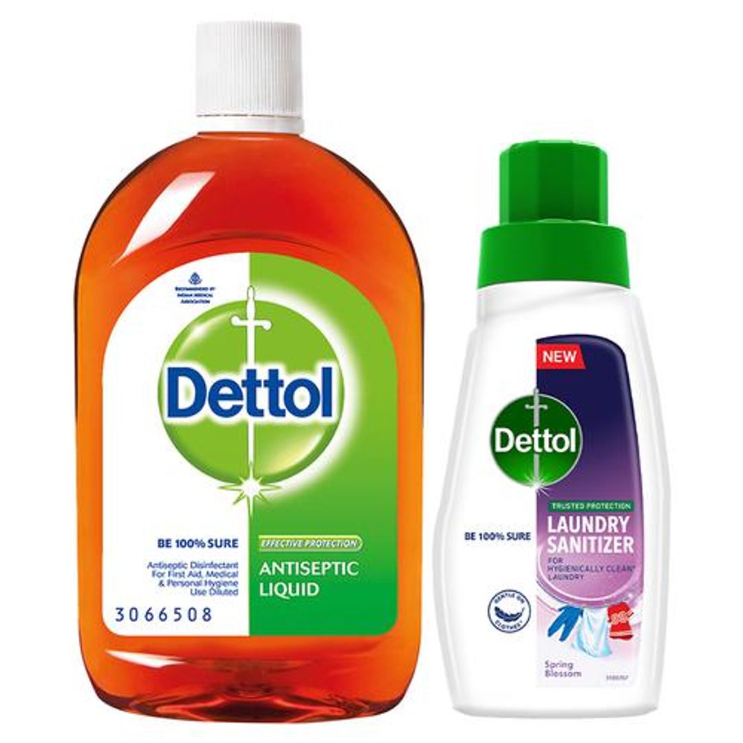 Dettol Antiseptic Disinfectant Liquid - Fresh Pine & Laundry Sanitizer Liquid - Spring Blossom, 2 pcs 