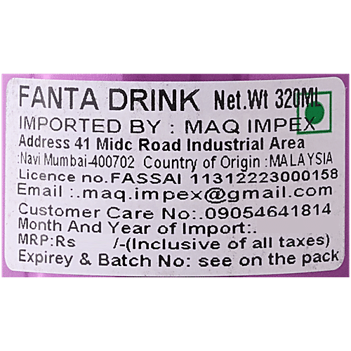 Fanta Imported Sparkling Soft Drink - Grape Flavour, Perissa Anggur, Imported, 320 ml Refreshing