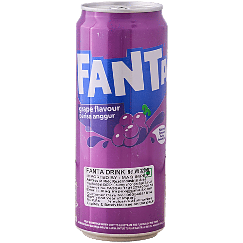 Fanta Imported Sparkling Soft Drink - Grape Flavour, Perissa Anggur, Imported, 320 ml Refreshing
