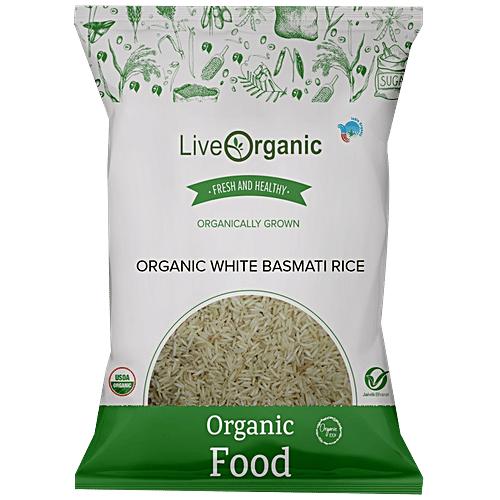 Live Organic White Basmati Rice - Natural, Fresh & Healthy, 500 g  