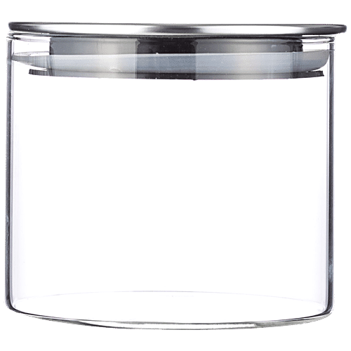 Sanjeev Kapoor Jar/Container With Metal Lid -  Borosilicate Glass, 2 pcs  