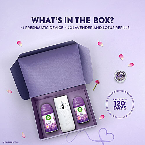 Airwick Air Freshener Gift Kit, Lavender & Lotus, 3 pcs (Machine + 2 Refills x 250ml) 