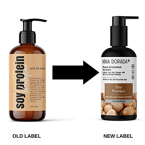 Nina Dorada Soy Protein Shampoo With DHT Blocker - Itchy Scalp, Repairs Hair Damage, Curly & Frizzy Hair, 300 ml