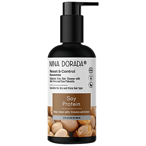 Nina Dorada Soy Protein Shampoo With DHT Blocker - Itchy Scalp, Repairs Hair Damage, Curly & Frizzy Hair, 300 ml