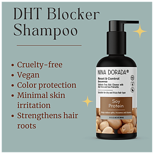 Nina Dorada Soy Protein Shampoo With DHT Blocker - Itchy Scalp, Repairs Hair Damage, Curly & Frizzy Hair, 300 ml