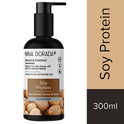 Nina Dorada Soy Protein Shampoo With DHT Blocker - Itchy Scalp, Repairs Hair Damage, Curly & Frizzy Hair, 300 ml