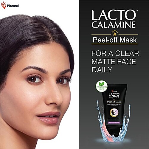 Lacto Calamine Peel Off Mask With Activated Charcoal & Vitamin E - Deep Pore Cleansing, 120 g  