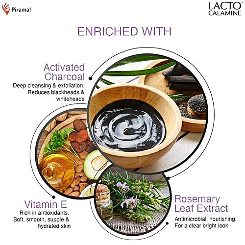 Lacto Calamine Peel Off Mask With Activated Charcoal & Vitamin E - Deep Pore Cleansing, 120 g  