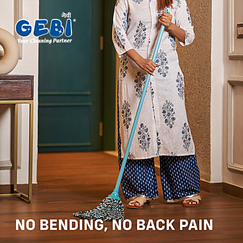 Gebi  Round Mop - Plastic, With Rod, Blue, 1 pc  