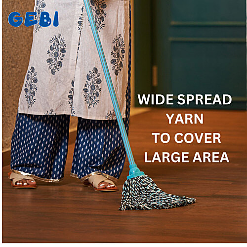 Gebi  Round Mop - Plastic, With Rod, Blue, 1 pc  