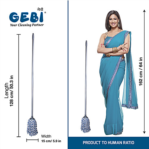 Gebi  Round Mop - Plastic, With Rod, Blue, 1 pc  