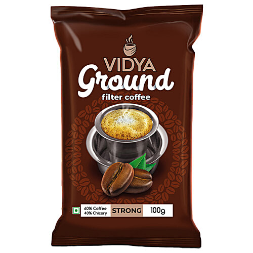 Vidya Ground  Ground Filter Coffee - Strong, 60% Coffee & 40% Chicory, 100 g  