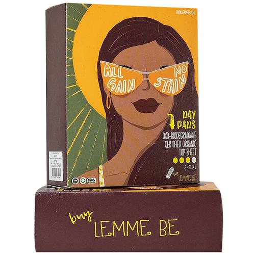 Lemme Be Teen Sanitary Day Pads - 100% Cotton, Certified Biodegradable, 7  pcs