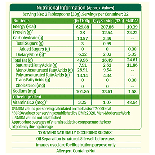 bGREEN bGREEN by HealthKart Vegan Protein Peanut Butter, 38 g Protein, Unsweetened, Crunchy, 750 g, 750 g