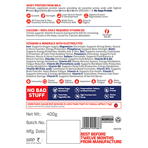 Gritzo SuperMilk - Protein & Nutrition Drink For Kids, 8-12 Years, Chocolate Flavour, 400 g