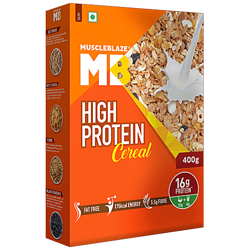 Buy MuscleBlaze High Protein Cereal 16g Protein, Fat Free, Unflavoured Online at Best Price of