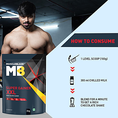 MuscleBlaze Super Gainer XXL - 67.5g Protein, Chocolate, 3 kg  
