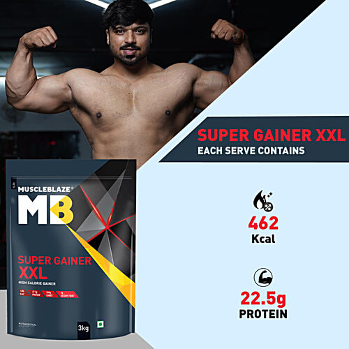 MuscleBlaze Super Gainer XXL - 67.5g Protein, Chocolate, 3 kg  