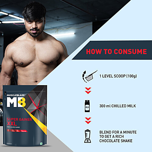 MuscleBlaze Super Gainer XXL - 67.5g Protein, Cookies & Cream Flavour, 1 kg  