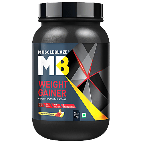 Buy MuscleBlaze Weight Gainer 36g Protein, Kesar Pista Badam Online