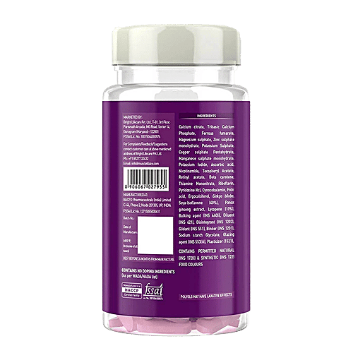 MuscleBlaze Daily Multivitamin Tablets - For Women, Ginseng & Ginkgo Biloba Extract, 60 pcs With 11 Vitamins & 9 Minerals