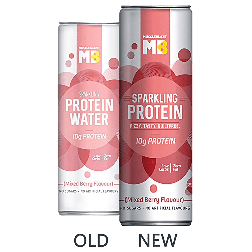 MuscleBlaze Sparkling Protein Water - 10g Protein, Mixed Berry, 250 ml (Pack of 6) 