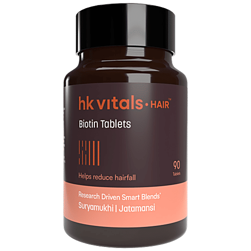 Healthkart HK Vitals Biotin Supplement For Hair Growth, Strong Hair & Glowing Skin Biotin Tablets, 90 pcs  
