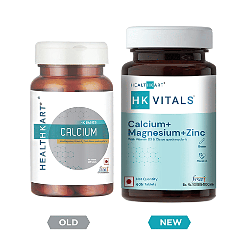 Healthkart HK Vitals Calcium Magnesium & Zinc Supplement Tablet With Vitamin D3 - For Joint Support, 60 pcs  