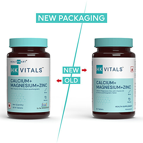 Healthkart HK Vitals Calcium Magnesium & Zinc Supplement Tablet With Vitamin D3 - For Joint Support, 60 pcs  