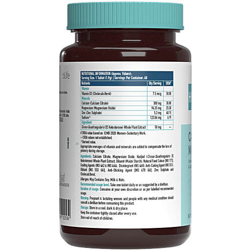 Healthkart HK Vitals Calcium Magnesium & Zinc Supplement Tablet With Vitamin D3 - For Joint Support, 60 pcs  