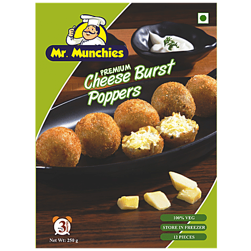 Mr. Munchies Premium Cheese Burst Poppers, 12 pcs Tray Pack