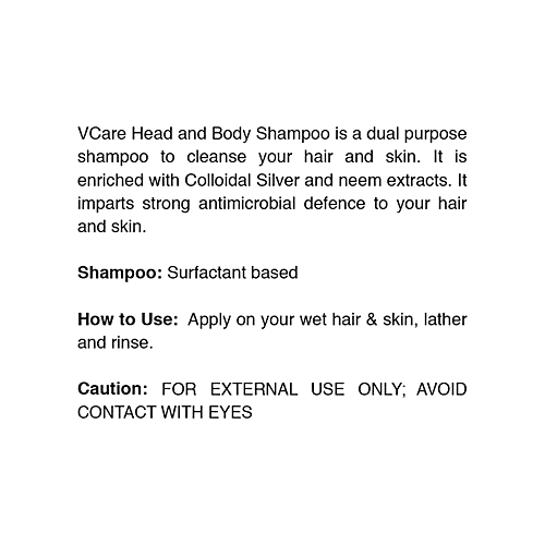 Vcare Head & Body Shampoo - With Neem, Silver Ion Technology, 200 ml