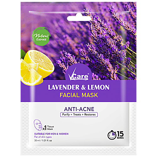 Buy Vcare Facial Mask Lavender & Lemon, For Anti Acne, Treats