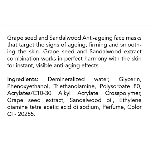 Vcare  Facial Mask - With Grape Seed & Sandalwood, For Anti Ageing, Tones The Skin, 30 ml  