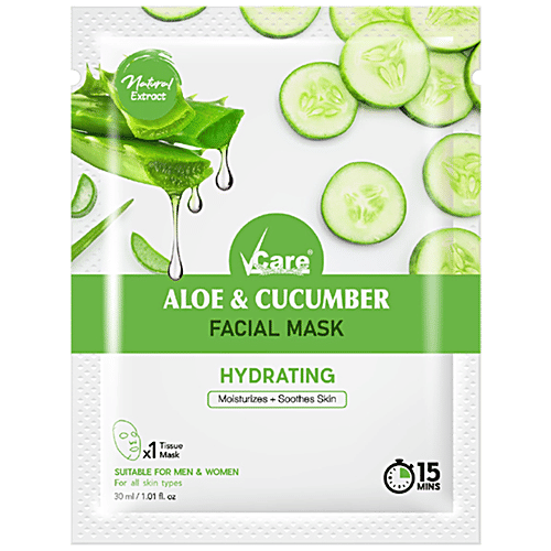 Buy Vcare Facial Mask With Aloe & Cucumber, Hydrates & Moisturises