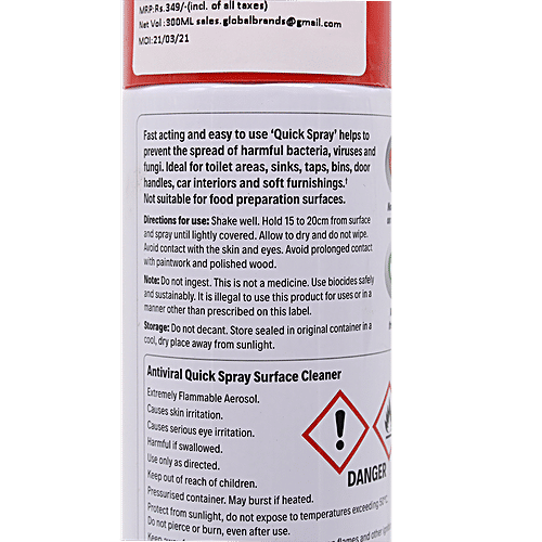 Hycolin Antiviral Quick Spray Surface Cleaner - Fragrance & Colour Free, 300 ml