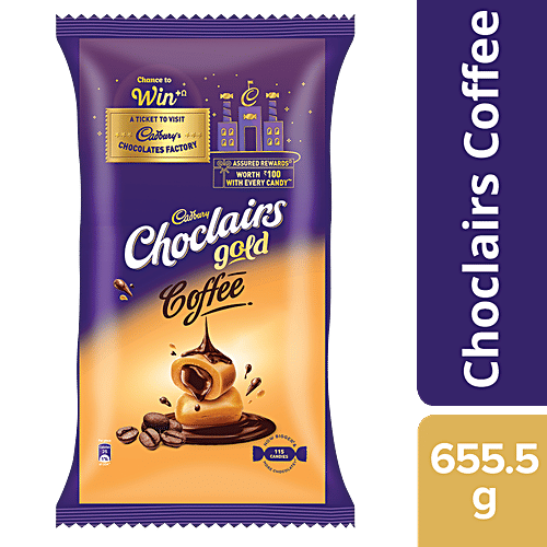 Cadbury Choclairs Chewy Choco Centre Toffee - Choclairs Gold Coffee , 115 Units, 655.5 g