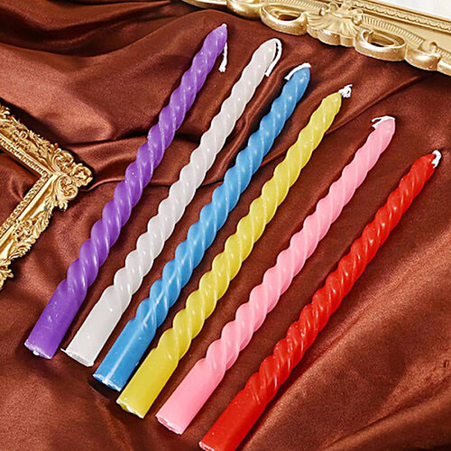 Creative Space Round Long Stand Wax Candles - For Festive Decoration, Assorted Colours, 12 pcs  