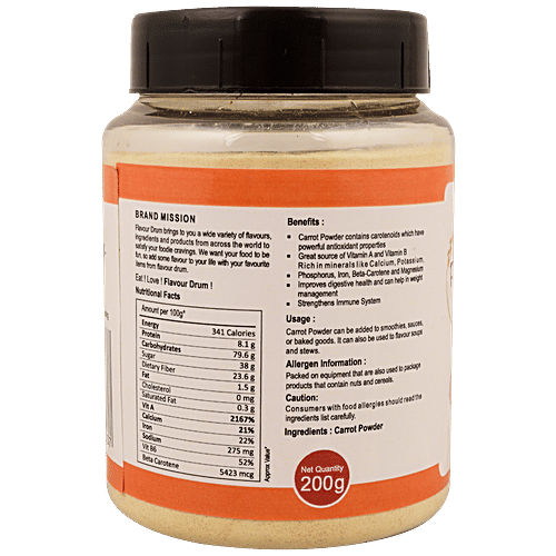 Flavour Drum Carrot Powder - Improve Eye & Skin Health, 200 g  