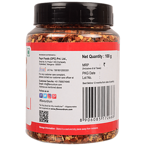 Flavour Drum Red Chilli Flakes - Rich In Vitamin C, A, B6, K1, 100 g  
