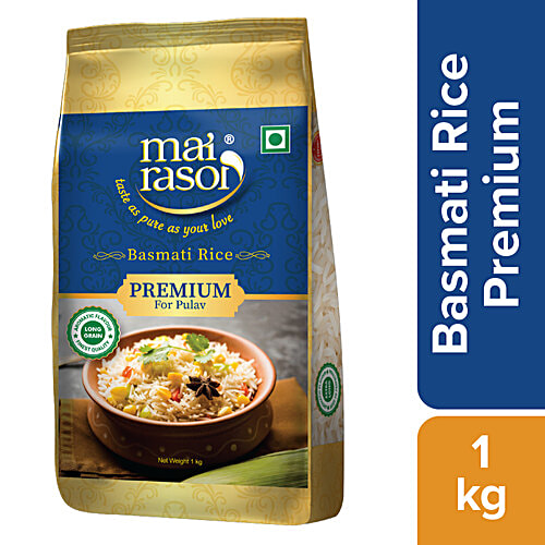 Mai Rasoi BASMATI RICE / CHAWAL - PREMIUM PULAO, SUPER LONG, 1 kg Pouch 