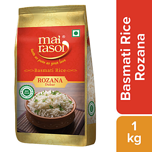 Mai Rasoi BASMATI RICE/ CHAWAL - DAILY USE /ROZANA DUBAR, 1 kg Pouch