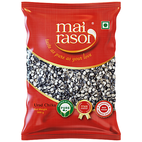 Mai Rasoi Black Kali Urad Dal - Split, Chilka - Unpolished, 500 g Pouch 