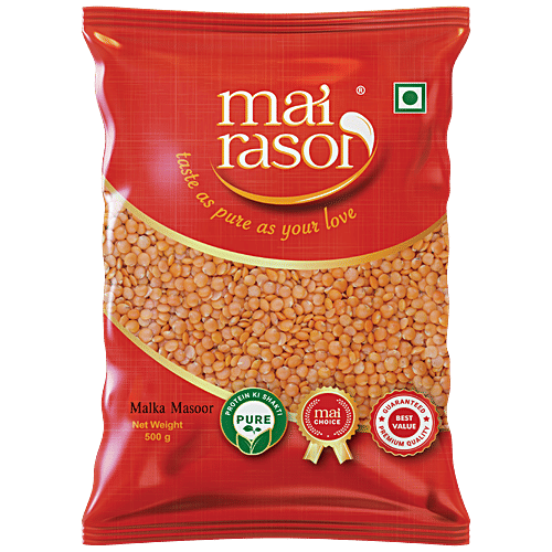 Mai Rasoi Malka Masoor Dal - Unpolished, 500 g Pouch 