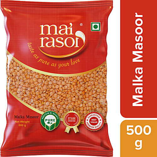 Mai Rasoi Malka Masoor Dal - Unpolished, 500 g Pouch 