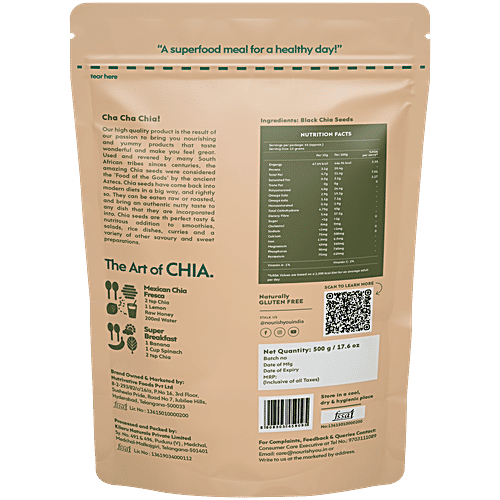 Nourish you Black Chia Seeds - Gluten Free, 500 g  High in Protein & Antioxidants, Gluten Free, Omega-3.
